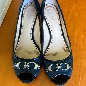 Black Signature C Coach Wedge